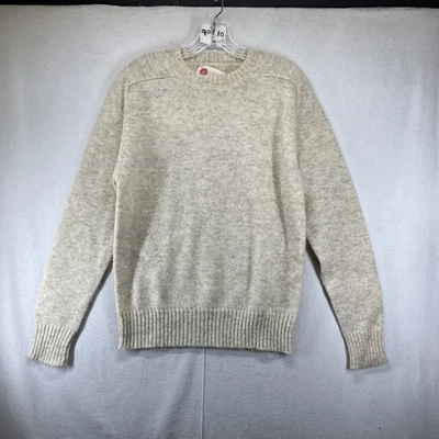 Vintage Sears Roebuck Sweater Mens Medium Beige Wool Blend Natural Neutral Thin - Image 1 of 4
