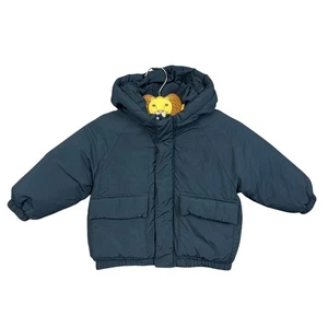 Zara Baby Goose Down Jacket Dark Teal Blue Unisex Water Repellant Size 12-18M - Picture 1 of 10