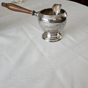WEBSTER Sterling Footed Brandy Sauce Warmer Pipkin Server - Wooden Handle - Picture 1 of 14