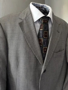 Vintage Hugo Boss E.T Thomas ‘Einstein’ Silk & Wool Grey Check Blazer Jacket 44” - Picture 1 of 20