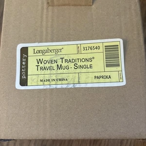 Longaberger Travel Mug Woven Traditions Burgundy Paprika 3176540 Neu im Karton - Bild 1 von 2