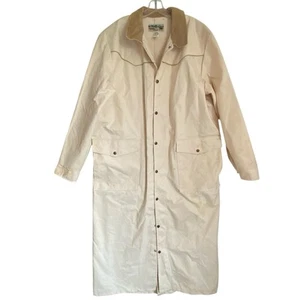 Saddlesmith Outfitters Duster Ranch Coat XL Cream Canvas Snaps Cowboy Vintage - Picture 1 of 14