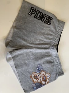 Pink Grey Shorts With Sparkles And Flower Motif. Suitable For Teenage Girl - Picture 1 of 2