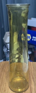 Vintage Yellow Amber Glass Floral Flower Vase 9 1/8" Tall Narrow - Picture 1 of 4