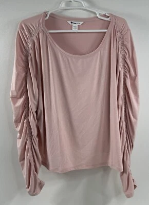 Athleta женщин 3 X все вокруг собранными в Рюш Топ 3 X пыльный розовый длинным рукавом декольте новый без ЯРЛЫКОВ - Изображение 1 из 4