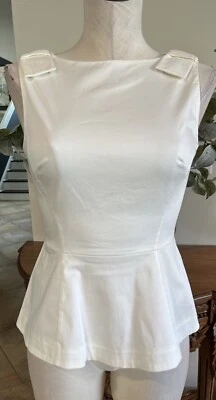 Top KATE SPADE Mujer 2 Blanco Peplum Sin Mangas Hombro Arcos Espalda Cremallera #M Foto 1 de 4