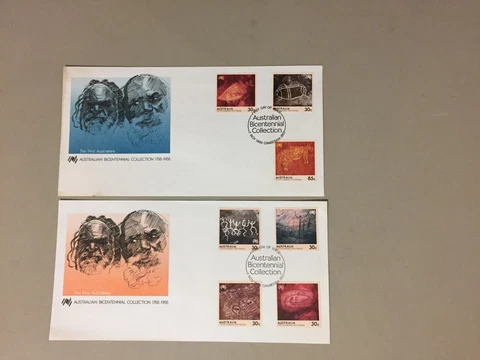 Set of two Australia PAINTINGS RUPESTRE fdc Cover