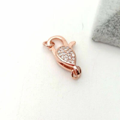 lobster clasp 8x22mm 18k gold Filled cubic zirconia micro pave hook clasps - Image 1 of 3