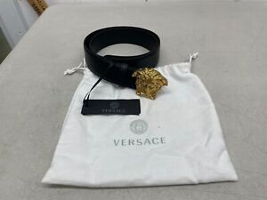 Versace Women's Black / Gold Medusa-Buckle Belt - Size 90 / 36