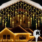 Christmas Led Falling Icicle Rain Curtain Fairy String Lights Outdoor Xmas Party