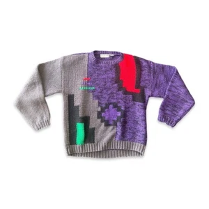 Vintage Le Tigre Purple Gray Sweater XL - Picture 1 of 4