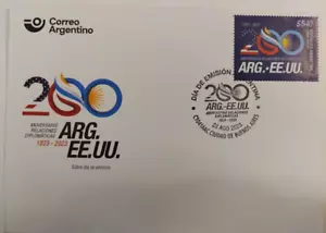 Argentina 2023 FDC 200 Años Relaciones Diplomaticas con Estados Unidos USA - Picture 1 of 1