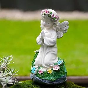 Garden Praying Angel Statue with Light - Solar Angel Garden Decor 9.25"H - Picture 1 of 9