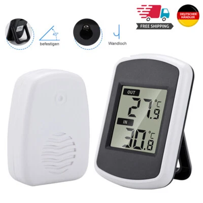 Wetterstation Innen Außen Thermometer Digital Wireless Funk mit Außenfühler DHL - Bild 1 von 4