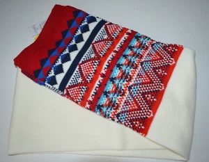 Bufanda para mujer Lands End Fair Isle talla única roja crema marfil azul 62" x 8,5" NUEVA - Imagen 1 de 4