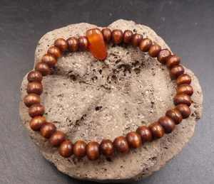 Bracelet ethnique en bois et pierre véritable - Foto 1 di 1
