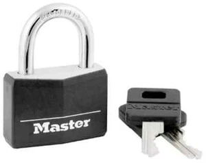 Master 141D 7/8" 22mm Tough Under Fire Vinyl Cover Brass Padlock Black Sleek - Picture 1 of 4