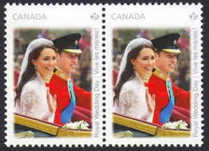 WEDDING DAY * PRINCE WILLIAM, CATHERINE = Canada 2011 #2477a MNH PAIR from SS - Picture 1 of 1