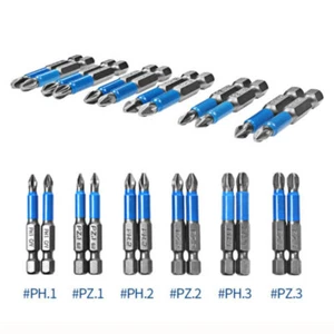 12Pcs Magnetic Non-slip Screwdriver Bit Set PH1 PH2 PH3 PZ1 PZ2 PZ3 Impact Drill - Picture 1 of 2