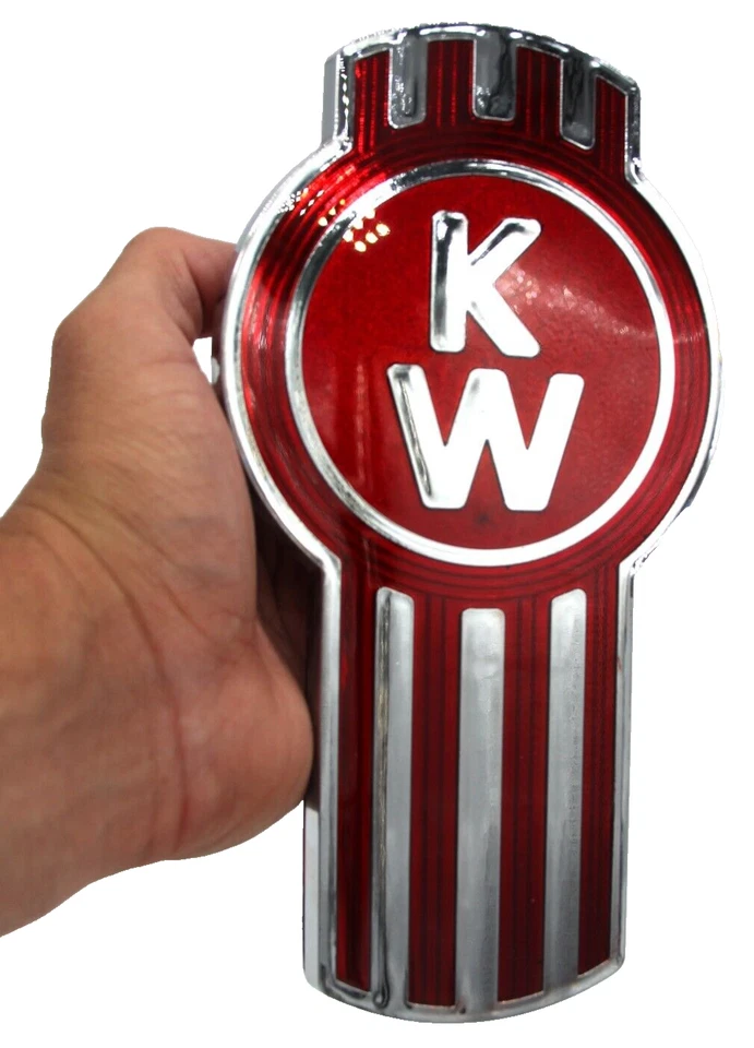 Se adapta a Kenworth Bug Hood rejilla logotipo emblema insignia cromo rojo  Foto 1 de 4