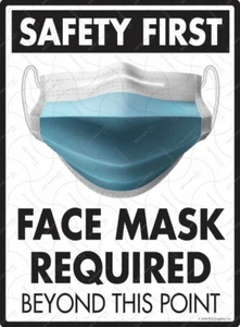 Safety First - Face Mask Required Protection PPE Aluminum Sign - 9" x 12" - Picture 1 of 1