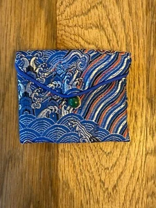 Oriental Style Jewellery Pouch or Purse Blue - Picture 1 of 5