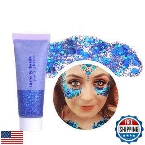PAQIMAN Blu Viso Glitter, Scintillante Neon Outfit Festa Pai Olografico Pai - Foto 1 di 5