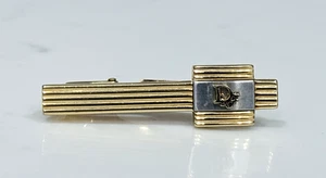 Christian Dior Tie Bar Clip Gold Tone Germany Vintage Logo Two Tone - Picture 1 of 9