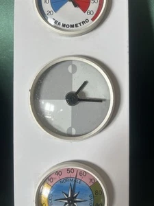 🔴 BRIO TIME orologio barometro igrometro parete muro ferro BIANCO vintage - Picture 1 of 11