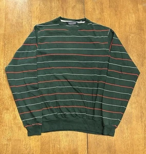 Camisa Suéter Vintage Años 90 Lands’ End Rayas Manga Larga Verde Mediana - Imagen 1 de 7