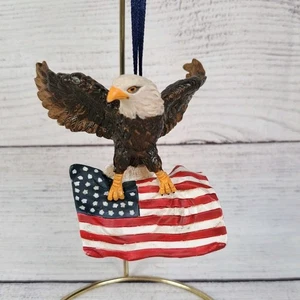 Bald Eagle with American Flag Christmas Ornament Patriotic USA Freedom  - Picture 1 of 9