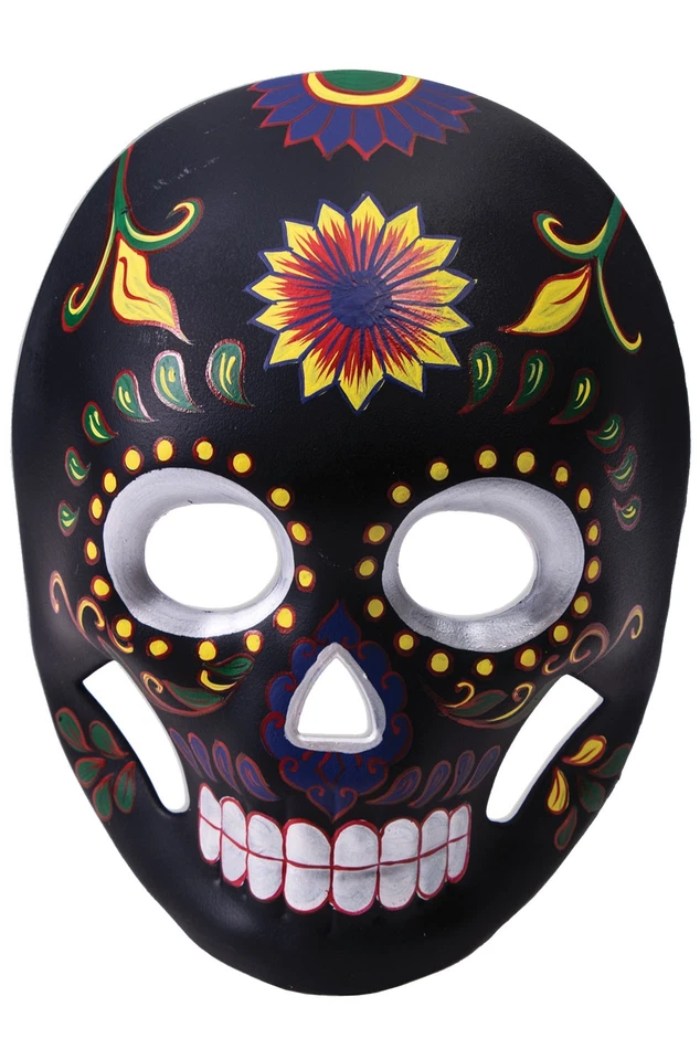 Brand New La Flor Negra Day of the Dead Dia de Los Muertos Adult Mask - Image 1 of 1