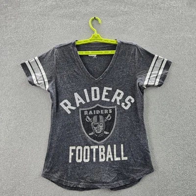 Camisa de mujer Las Vegas Raiders M gris a rayas mangas logotipo cuello en V LEER Foto 1 de 4