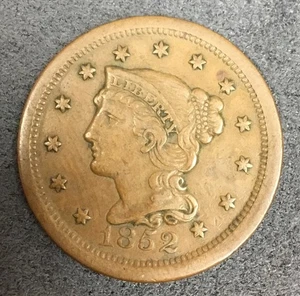 1852 Large Cent 1C - US Copper Coin - Picture 1 of 6