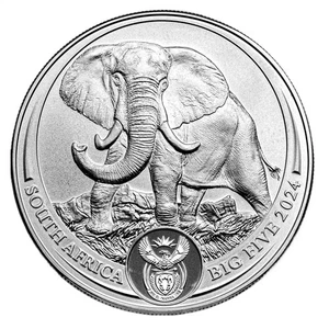 Moneda conmemorativa de plata de los cinco elefantes grandes de Sudáfrica 2024 de 1 oz - Imagen 1 de 9