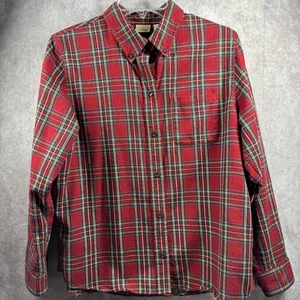 Camisa LL Bean Para Hombres Mediana Roja Franela a Cuadros Bolsillo con Botones Exterior Algodón - Imagen 1 de 7