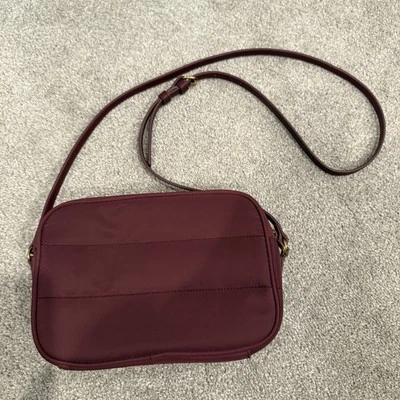 Banana Republic Quilted Padded Camera Bag Lightweight Crossbody Dark Cherry - Image 1 of 4