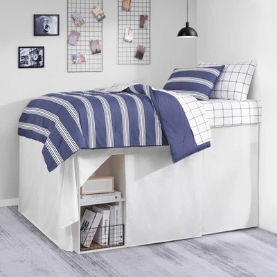 Falda de cama de algodón Twin XL blanca lisa Nautica 42" lavable a máquina Foto 1 de 4