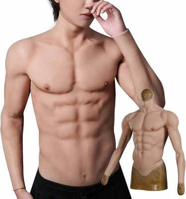 Traje muscular de silicona realista / pecho de hombre con brazos, talla M-L Foto 1 de 3