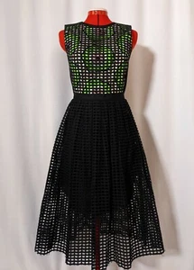 Carven Resort 2014 Mesh Grid Overlay Floral Black Dress 10 Corso Como Shanghai  - Picture 1 of 4