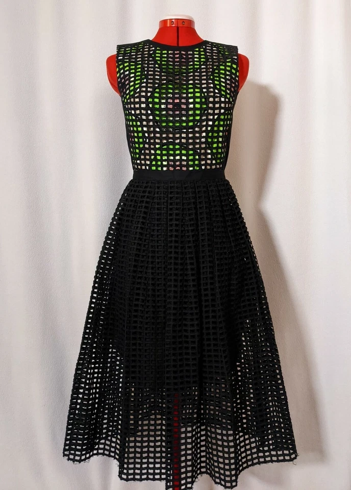 Carven Resort 2014 Mesh Grid Overlay Floral Black Dress 10 Corso Como Shanghai  - Image 1 of 4