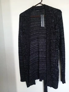 Daisy Fuentes Women's Size M Open Cardigan Black Silver NEW - Picture 1 of 3