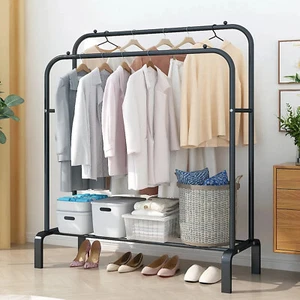 Heavy Duty Metal Dual Rail Clothes Garment Hanging Rack Shelf Display Stand - Picture 1 of 10