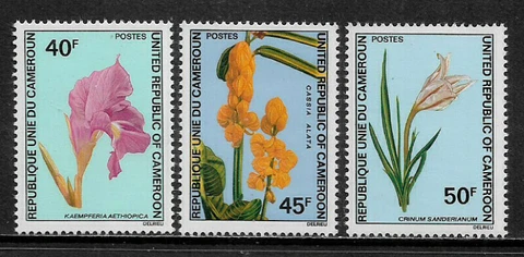 Cameroun #551-3 Mint Never Hinged Set - Flowers Cover