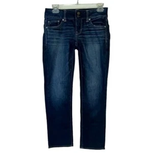 AEO American EAGLE OUTFITTERS Künstlerjeans Größe 0 dehnbarer Look neu dunkel gewaschen - Bild 1 von 7
