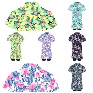 Boy Sunsuit Tropical Swimsuit UPF 50+ Shirts With Boardshorts Seaside Sets Swim - Picture 1 of 60