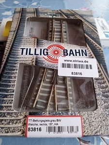Tillig tt Bettungsgleis grau Weiche 83816 rechts mit 83960 Antrieb Neu - Bild 1 von 1