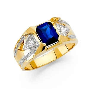14K Two Tone Gold Cubic Zirconia Men's Ring - Picture 1 of 3