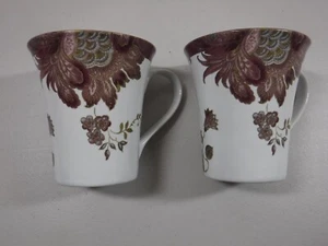 222 Fifth Eliza Plum 12 Oz Coffee / Tea Cups / Mugs Set Of 2 - Picture 1 of 4