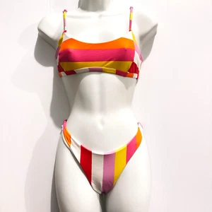 Inc Swim 2 Piece Bikini Swimsuit Women's Size L Top & M Bottom Stripe Swimwear - Imagen 1 de 15